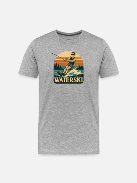 Water Ski Adventure Illustration - Men's Premium Organic T-Shirt - heather grey