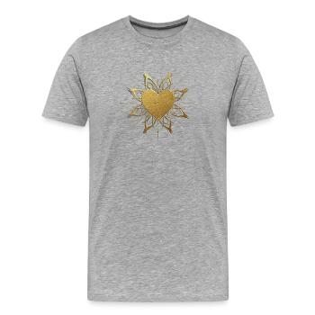 Goldenes Herz Ornament - Männer Premium Bio T-Shirt - Grau meliert - Vorne - Damien (186cm)