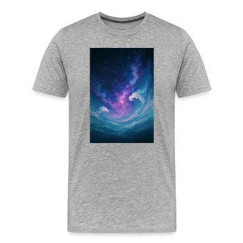 L’univers Wave - T-shirt bio Premium Homme - gris chiné - Devant - Damien (186cm)
