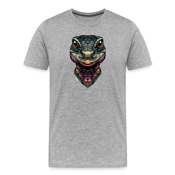 Monitor lizard, reptile, Komodo dragon, banded monitor lizard, lizard - Men's Premium Organic T-Shirt - heather grey - Front - Damien (186cm)