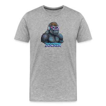 Gambler Gorilla - Men's Premium Organic T-Shirt - heather grey - Front - Damien (186cm)