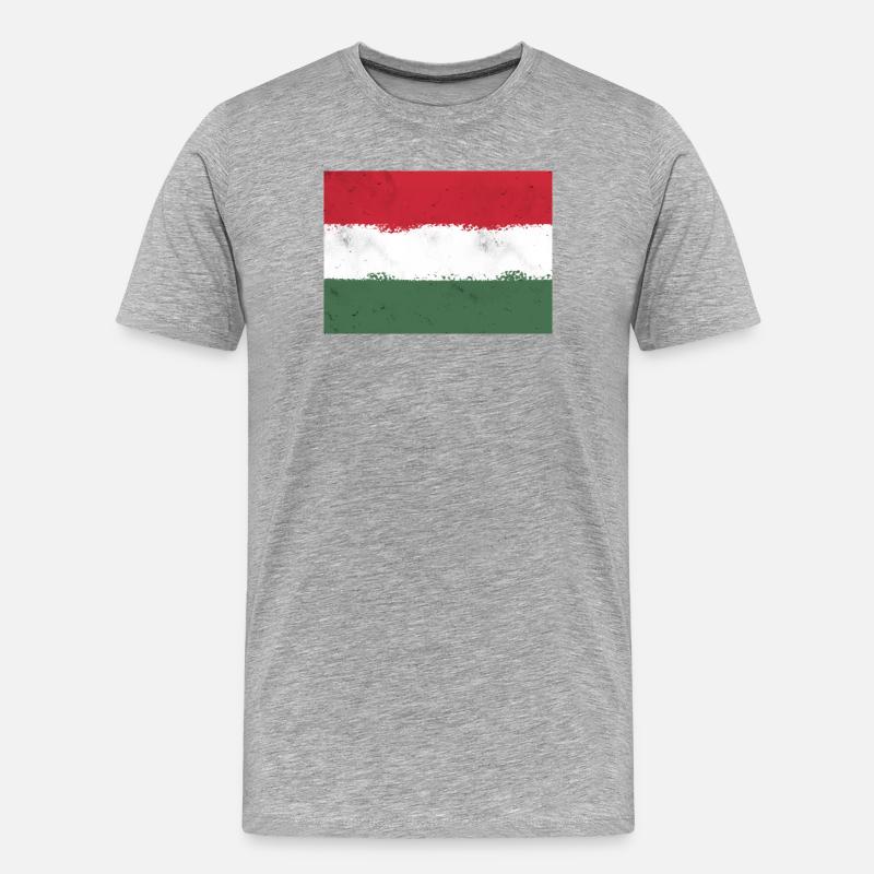 Flagge von Ungarn - Männer Premium Bio T-Shirt - Grau meliert