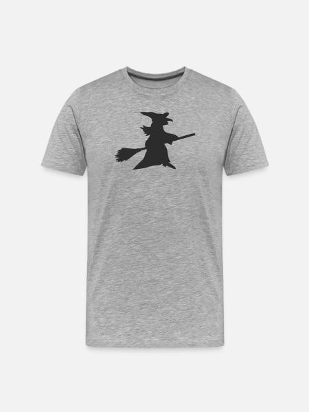 Hexe Silhouette Halloween - Männer Premium Bio T-Shirt - Grau meliert