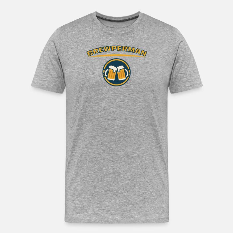 BREWPERMAN - Männer Premium Bio T-Shirt - Grau meliert