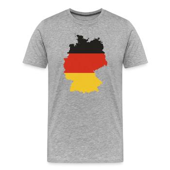 Schwarz Rot Gold Deutschland Flaggen Umriss Design - Männer Premium Bio T-Shirt - Grau meliert - Vorne - Damien (186cm)