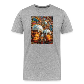 O’zapft is! –Bier, Spaß und Riesenrad - Männer Premium Bio T-Shirt - Grau meliert - Vorne - Damien (186cm)