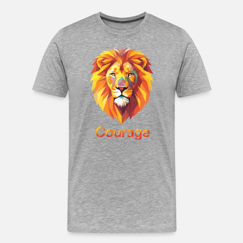 Majestätischer Löwe mit Mut-Design - Männer Premium Bio T-Shirt - Grau meliert