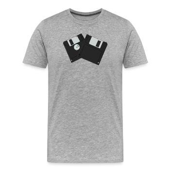 3½ inch high-density vintage floppy diskettes - Men's Premium Organic T-Shirt - heather grey - Front - Damien (186cm)