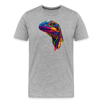Monitor lizard, reptile, Komodo dragon, banded monitor lizard, lizard - Men's Premium Organic T-Shirt - heather grey - Front - Damien (186cm)