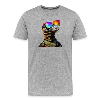 Lézard varan, reptile, dragon de Komodo, varan bagué, lézard - T-shirt bio Premium Homme - gris chiné - Devant - Damien (186cm)
