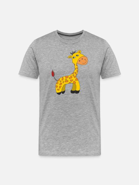 Charming Giraffe Caricature on Plush - Men's Premium Organic T-Shirt - heather grey