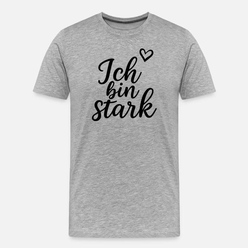 Ich bin stark - Männer Premium Bio T-Shirt - Grau meliert