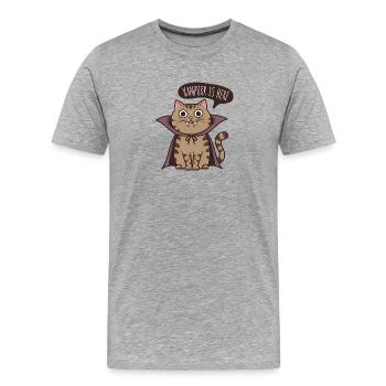 Le vampire est là - T-shirt bio Premium Homme - gris chiné - Devant - Damien (186cm)