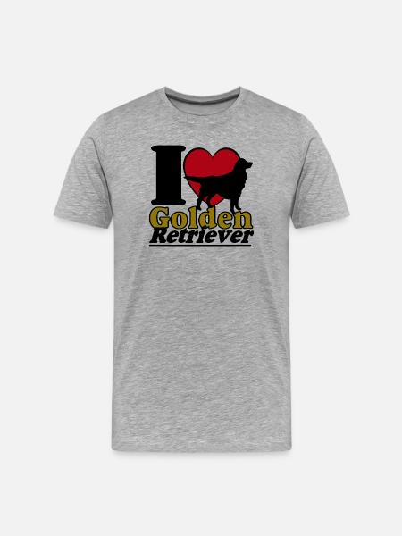 Golden Retriever , I Love ........................ - Men's Premium Organic T-Shirt - heather grey