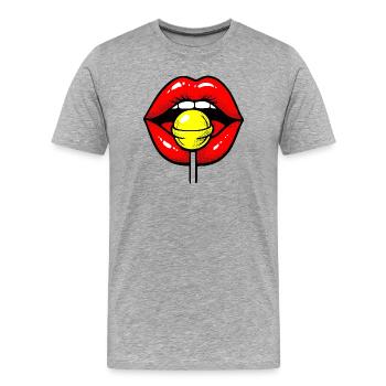 Lolli Lips - Männer Premium Bio T-Shirt - Grau meliert - Vorne - Damien (186cm)