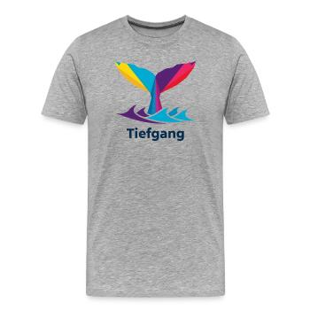 Abstrait coloré nageoire de baleine avec « tirant d’eau » - T-shirt bio Premium Homme - gris chiné - Devant - Damien (186cm)