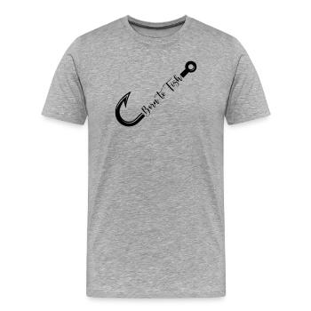 Né pour la conception d’hameçons - T-shirt bio Premium Homme - gris chiné - Devant - Damien (186cm)