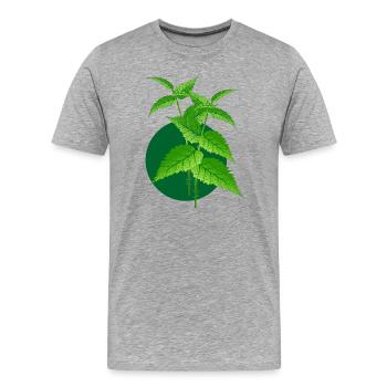 Illustration of a nettle – wild plant - Men's Premium Organic T-Shirt - heather grey - Front - Damien (186cm)