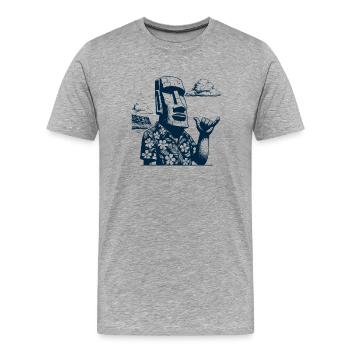 Île de Pâques - Swag Moai - T-shirt bio Premium Homme - gris chiné - Devant - Damien (186cm)