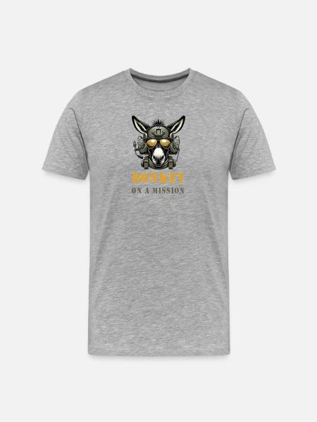 Donkey on Mission - Military - Men's Premium Organic T-Shirt - heather grey