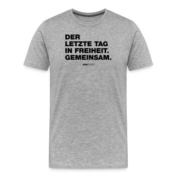 JGA: Der letzte Tag in Freiheit (Jungesellen-Crew) - Männer Premium Bio T-Shirt - Grau meliert - Vorne - Damien (186cm)