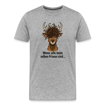 Hairdresser Hirsch Horst - Men's Premium Organic T-Shirt - heather grey - Front - Damien (186cm)