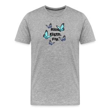 Se lever. Se battre. Mouche - Papillon - T-shirt bio Premium Homme - gris chiné - Devant - Damien (186cm)