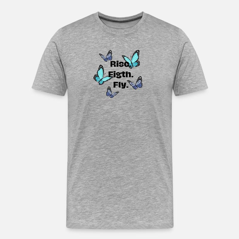 Steigen. Kämpfen. Fliege - Schmetterling - Männer Premium Bio T-Shirt - Grau meliert
