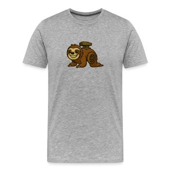 Sloth Turbo Design - Men's Premium Organic T-Shirt - heather grey - Front - Damien (186cm)