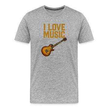 I LOVE MUSIC“ Vintage Gitarre Design - Männer Premium Bio T-Shirt - Grau meliert - Vorne - Damien (186cm)