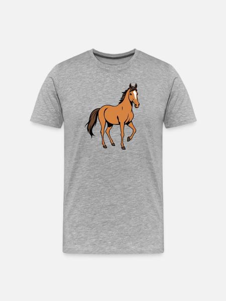 Braunes Pferd - Männer Premium Bio T-Shirt - Grau meliert