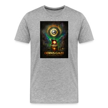 Le regard d’Odin – L’œil qui voit tout - T-shirt bio Premium Homme - gris chiné - Devant - Damien (186cm)