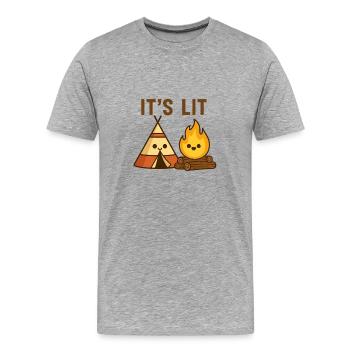It’s Lit – Lagerfeuer mit Humor - Männer Premium Bio T-Shirt - Grau meliert - Vorne - Damien (186cm)