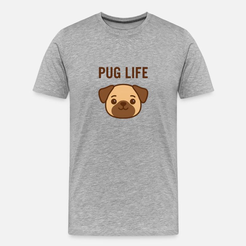 Pug Life – Mops mit Stil - Männer Premium Bio T-Shirt - Grau meliert