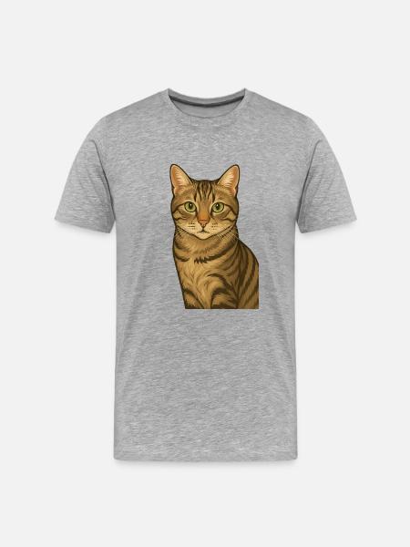 Stolze Tigerkatze - Männer Premium Bio T-Shirt - Grau meliert