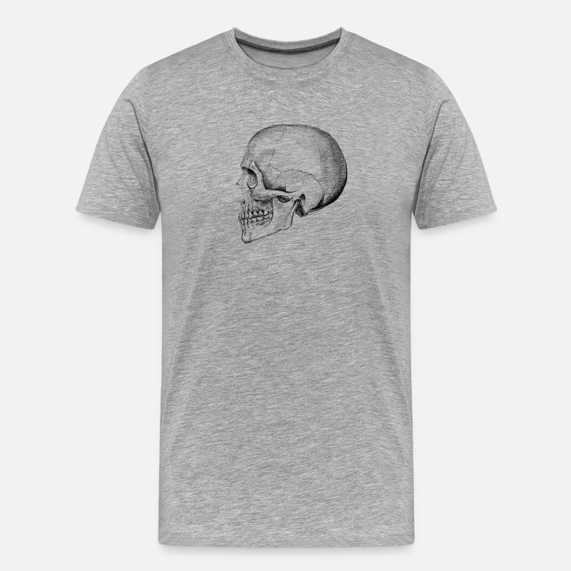 Schädel - Männer Premium Bio T-Shirt - Grau meliert