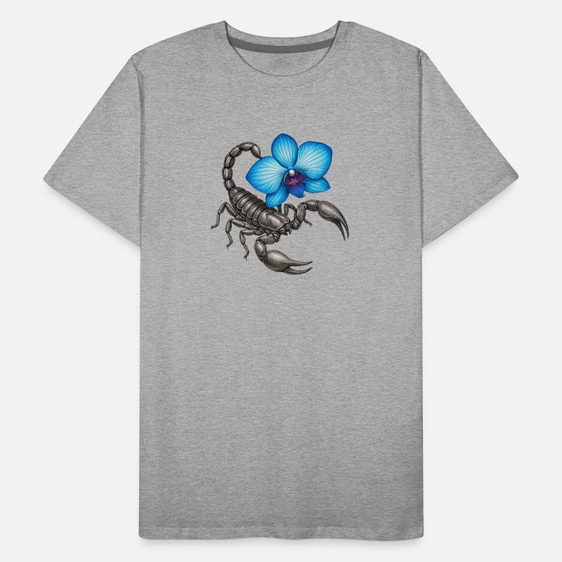 Skorpion mit blauer Orchidee Männer Premium Bio T-Shirt