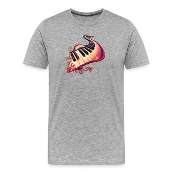 L’élégance en mouvement : le piano incurvé - T-shirt bio Premium Homme - gris chiné - Devant - Damien (186cm)