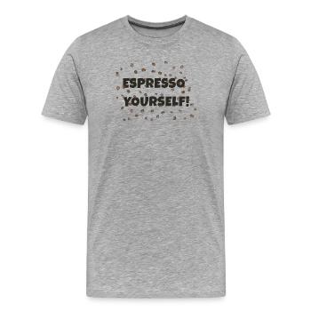 Espresso Yourself - Men's Premium Organic T-Shirt - heather grey - Front - Damien (186cm)