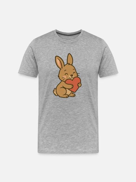 Cuddly Bunny Heart - Men's Premium Organic T-Shirt - heather grey