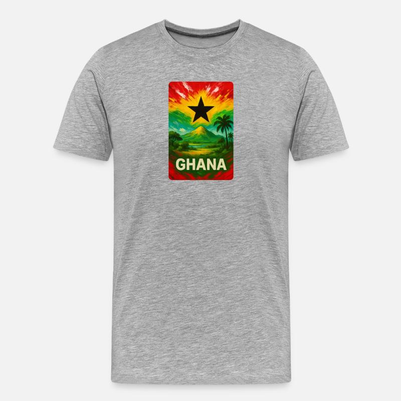Ghana Landschaft Design - Männer Premium Bio T-Shirt - Grau meliert