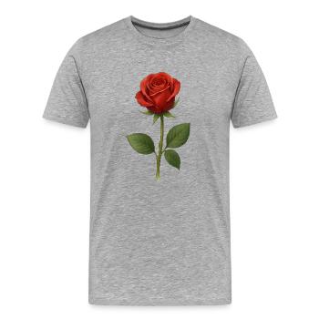 Rote Rose Kunstmotiv Druck - Männer Premium Bio T-Shirt - Grau meliert - Vorne - Damien (186cm)