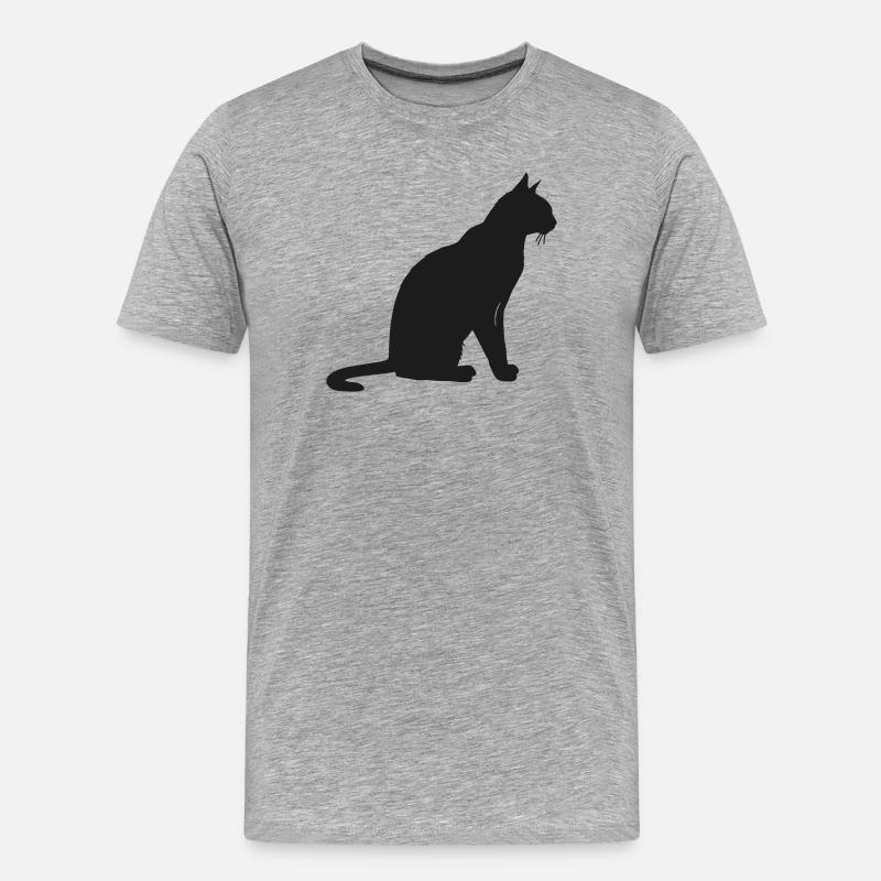 Elegante Silhouette einer Katze - Männer Premium Bio T-Shirt - Grau meliert
