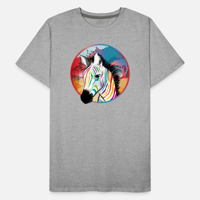 Buntes Zebra vor farbenfroher Savanne Männer Premium Bio T-Shirt