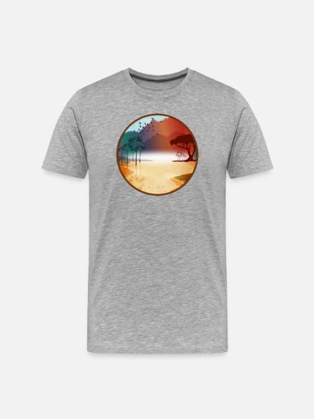 Glowing African steppe at sunrise - Men's Premium Organic T-Shirt - heather grey