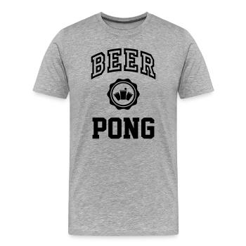 Bier Pong Uni - Männer Premium Bio T-Shirt - Grau meliert - Vorne - Damien (186cm)