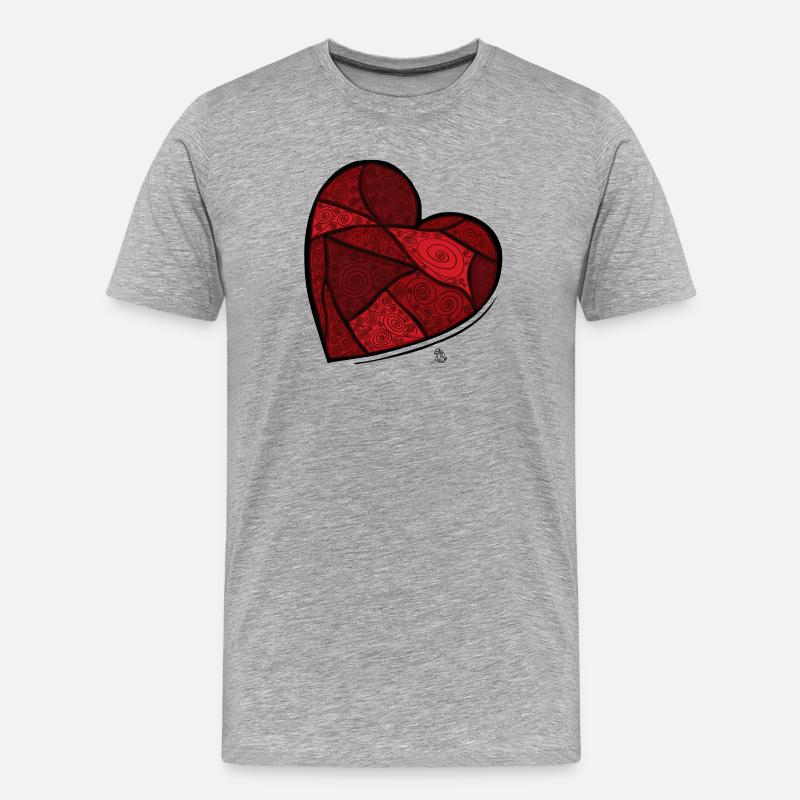 gebrochenes Herz - Männer Premium Bio T-Shirt - Grau meliert
