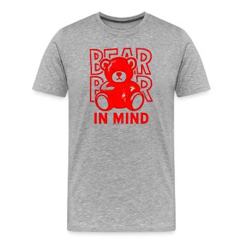 Bear in Mind – Roter Teddy Bär Shirt Statement Red - Männer Premium Bio T-Shirt - Grau meliert - Vorne - Damien (186cm)