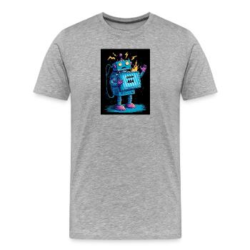 404 Bot – Gehirn nicht gefunden - Männer Premium Bio T-Shirt - Grau meliert - Vorne - Damien (186cm)
