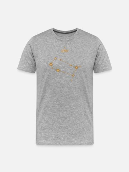 Gemini Zodiac Sign Star Constellation Golden Tones - Men's Premium Organic T-Shirt - heather grey